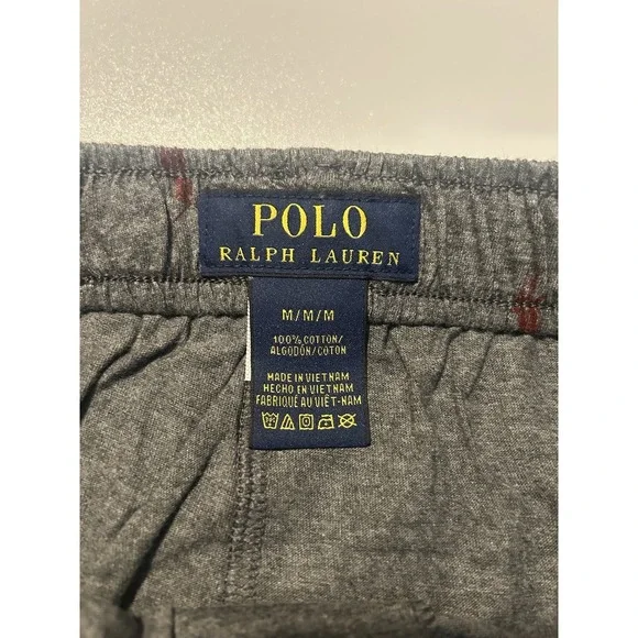 POLO RALPH LAUREN Pants Mens M-L Jogger Allover Pony Print Lounge Cotton Gray - Picture 3 of 5